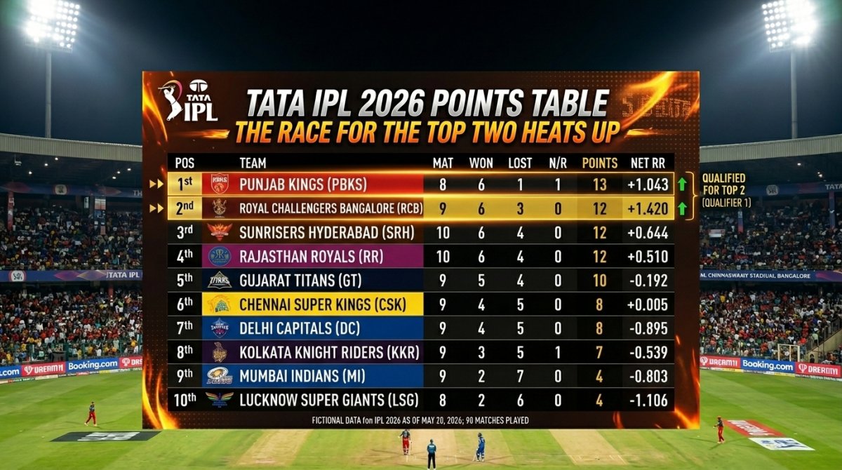 IPL 2026 Points Table: The Race for the Top Two Heats Up