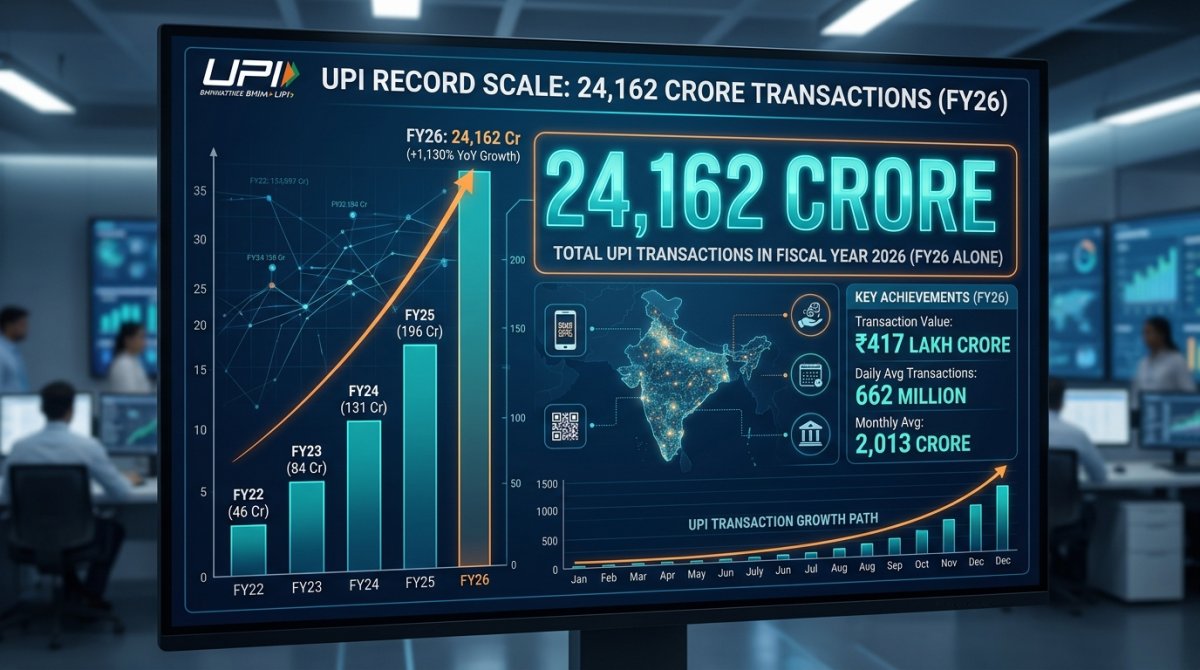 UPI Record Scale: 24,162 Crore Transactions in FY26 Alone