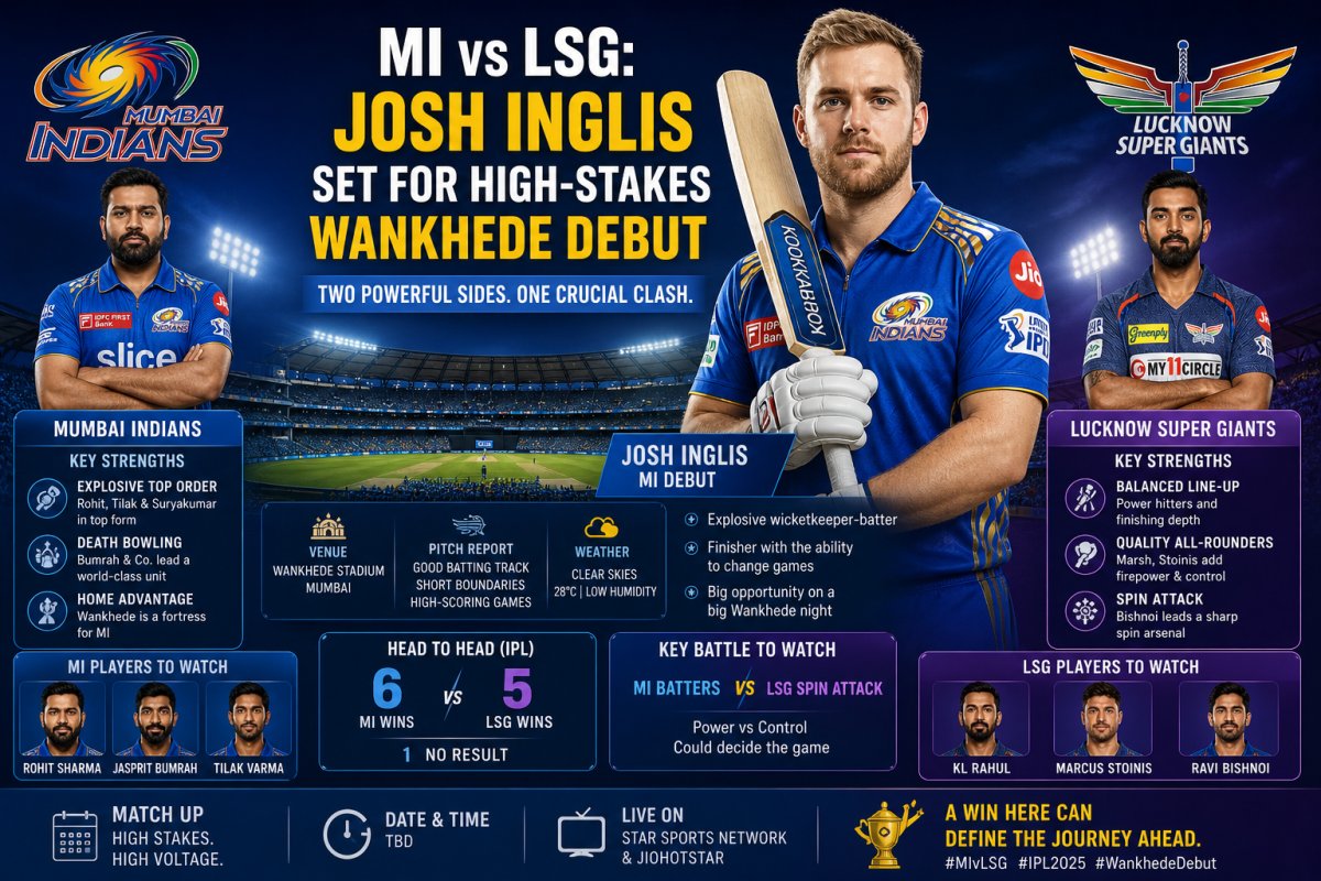 MI vs LSG: Josh Inglis Set for High-Stakes Wankhede Debut