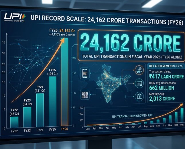 UPI Record Scale: 24,162 Crore Transactions in FY26 Alone