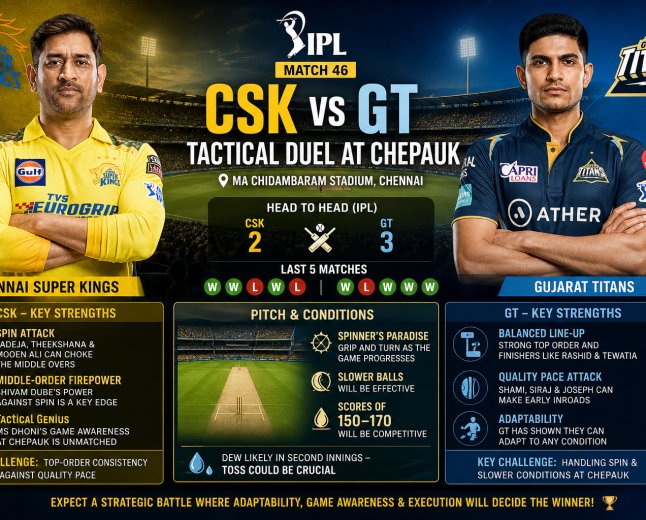 IPL Match 46 Preview: CSK vs GT - Tactical Duel at Chepauk