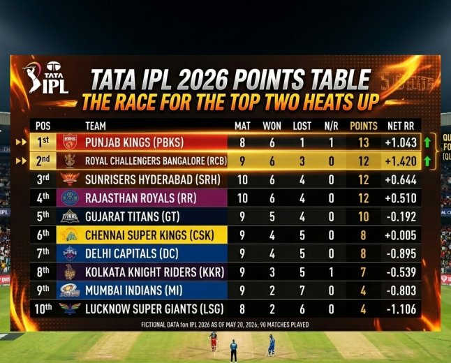 IPL 2026 Points Table: The Race for the Top Two Heats Up